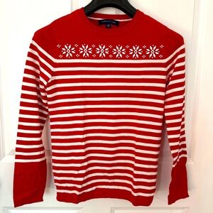 Tommy Hilfiger Sweater Womens Red White Striped Xmas XS